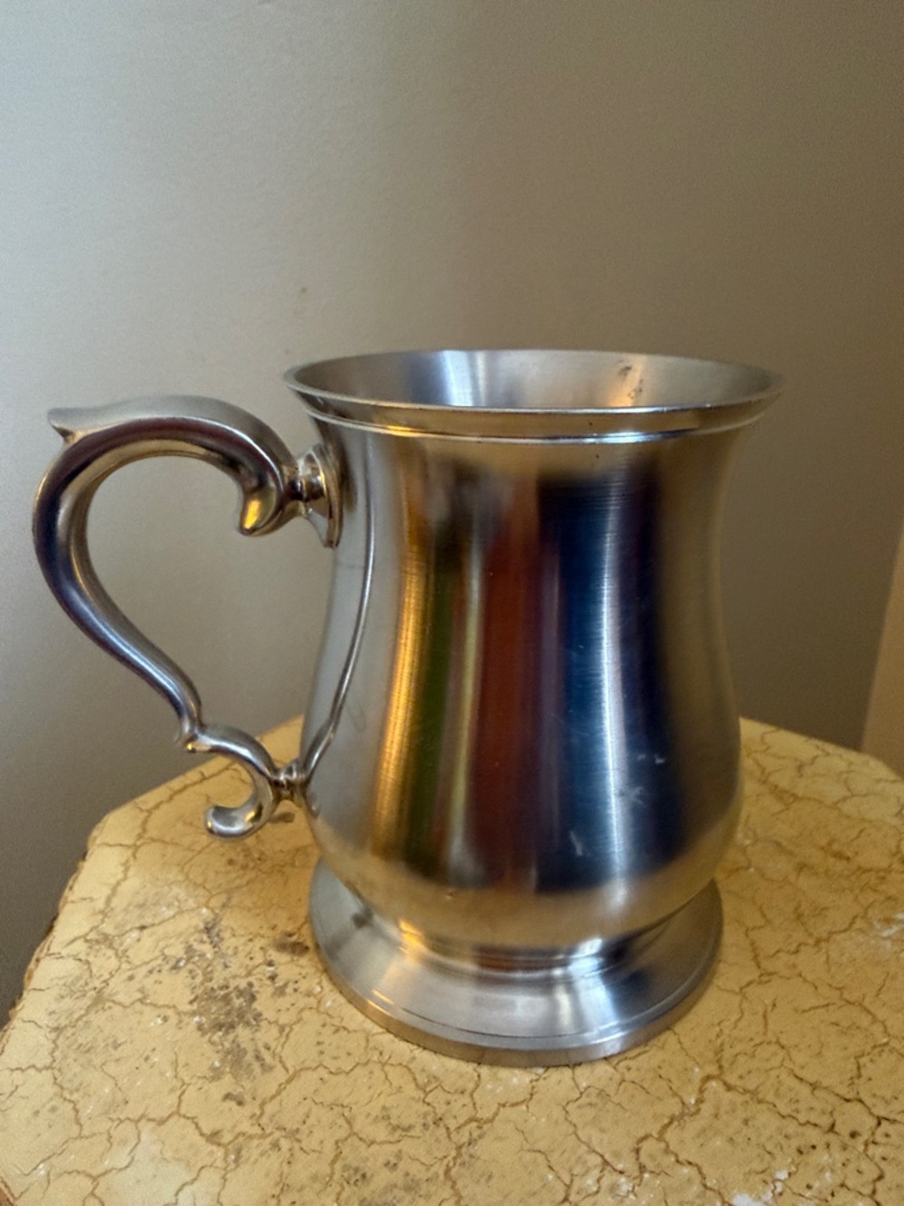 Crown Rose. Classic Silver Tone Pewter-Tankard Mug. Made in England.
